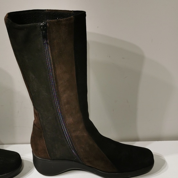 AQUATALIA Multicolor Suede Leather Knee High Stretch Boots - Picture 3 of 9